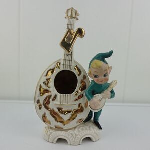 Lipper Mann L&M Elf with Lute Ceramic Figurine Japan 1956 Vintage